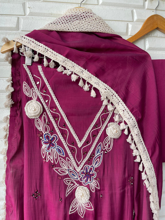 Mul chanderi unstitched ladies suit Rc17664