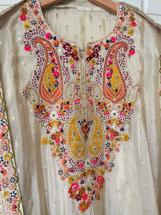 Banarasi shimmer silk unstitched ladies suit Rc17962