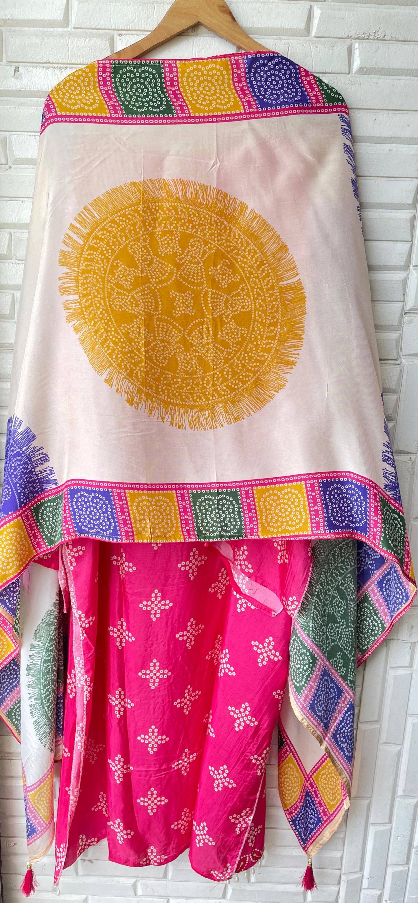 Crape satin unstitched ladies suit Rc17750