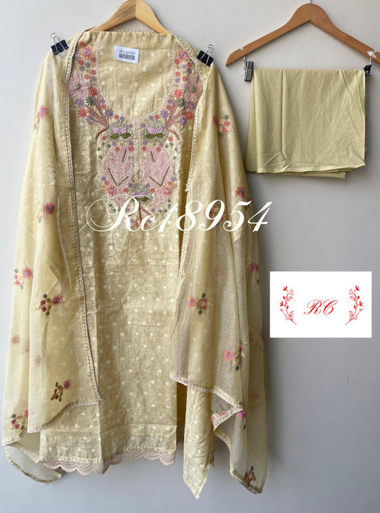 Mul chanderi unstitched ladies suit Rc18954
