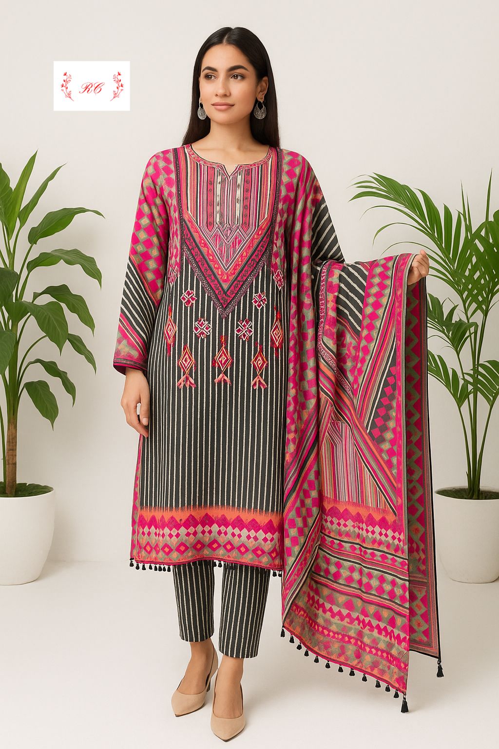 Muslin silk unstitched ladies suit Rc17495