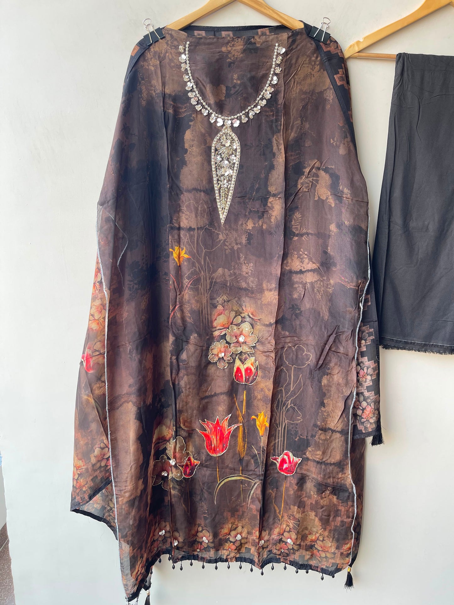 Glass organza printed ladies unstitched suit Rc19316