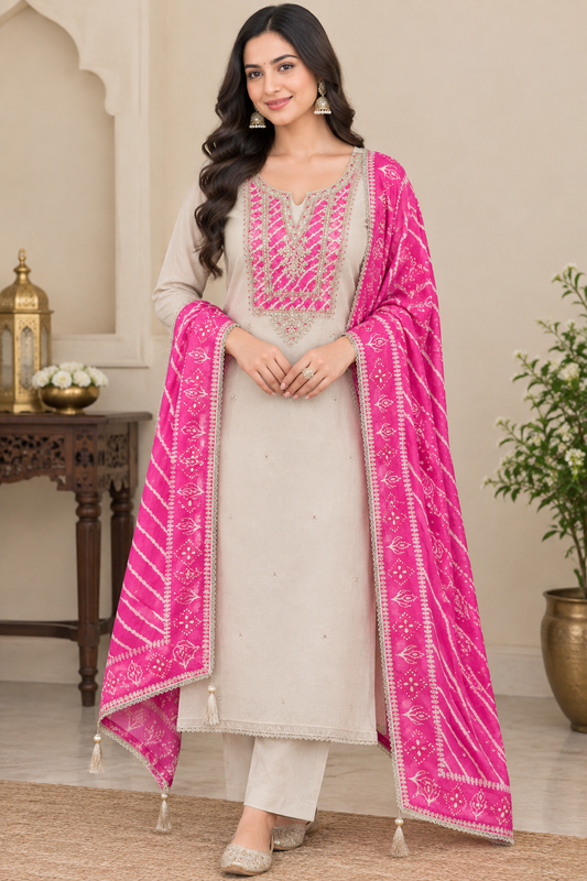 Premium Shimmer Silk Woven Unstitched Designer Suit Set