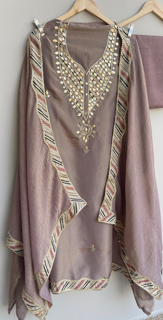 Shimmer silk unstitched ladies suit Rc17885