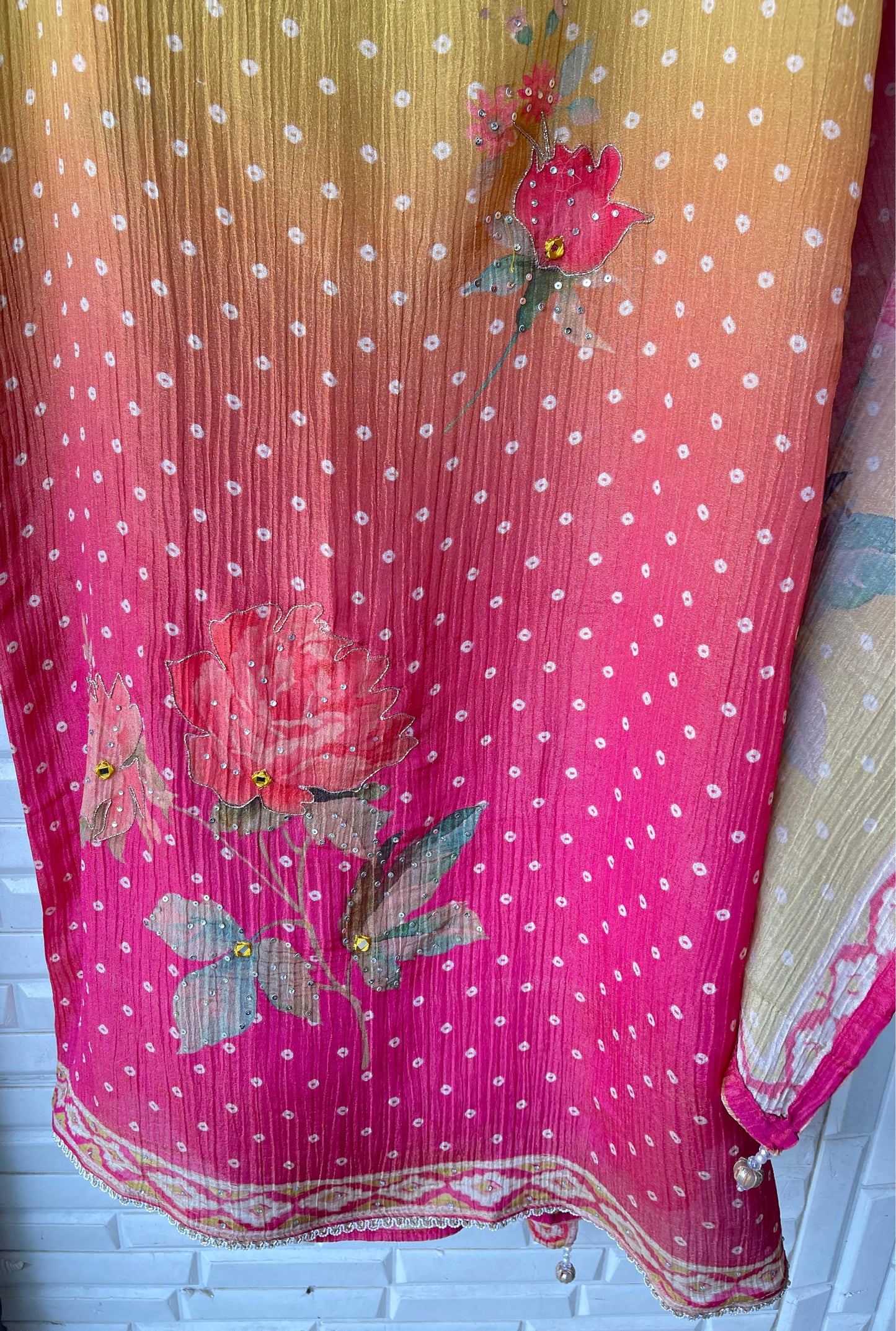 Crushed shimmer tissue unstitched ladies suit Rc17777 (a)