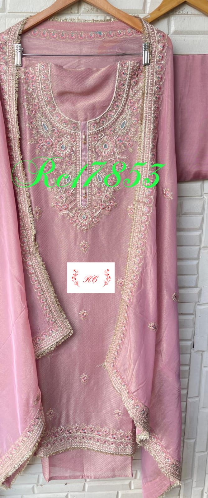 Pure banarasi shimmer silk unstitched ladies suit Rc17853 (c)