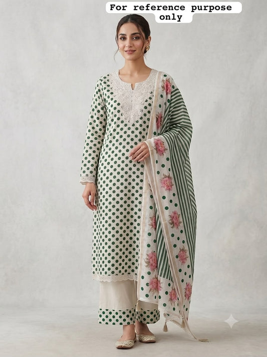 Mul chanderi polka dots ladies printed unstitched suit Rc19209 (a)