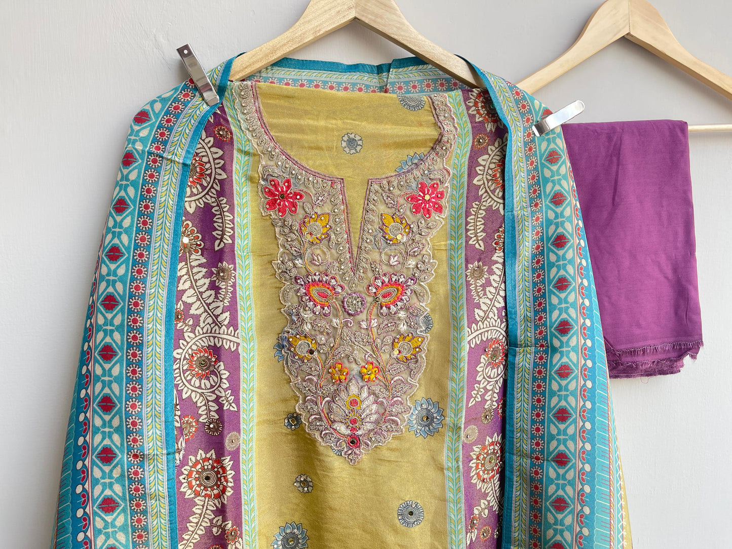 Shimmer silk unstitched ladies suit Rc17920