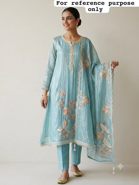 Pure crushed shimmer tissue unstitched ladies suit Rc19213
