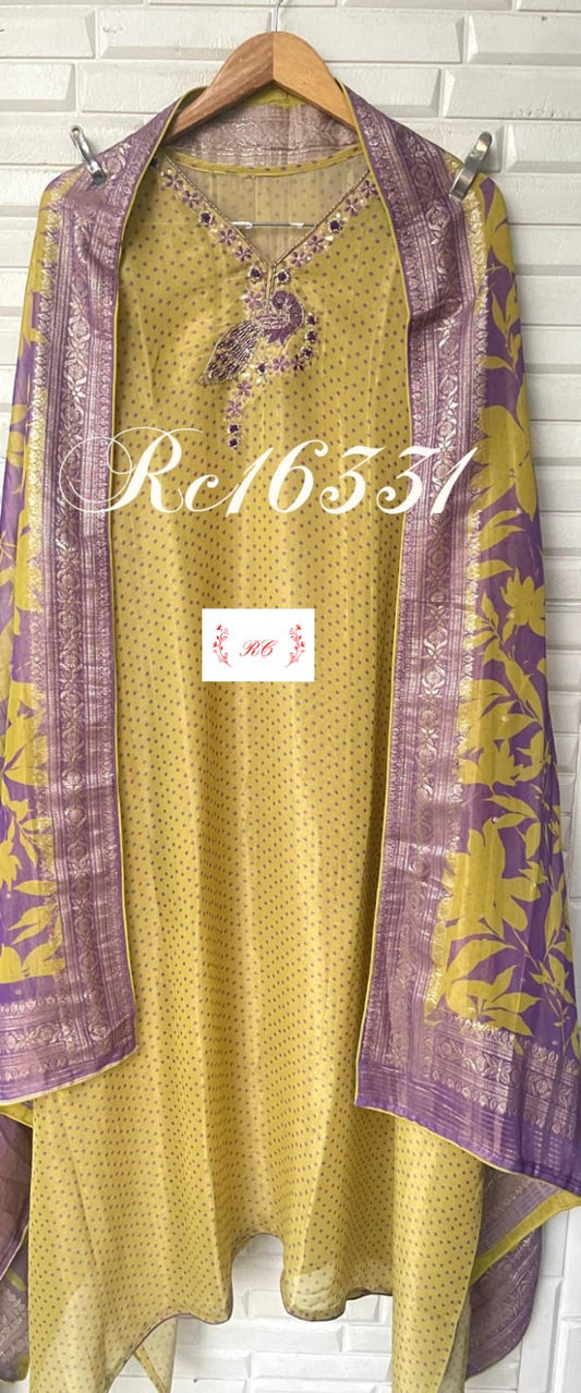 Shimmer silk unstitched ladies suit Rc16331