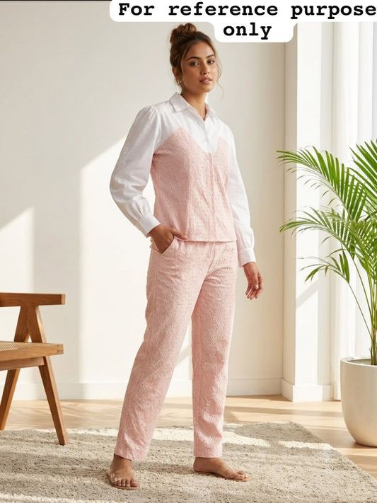 Chikan cotton stitched ladies coord set Rc19154