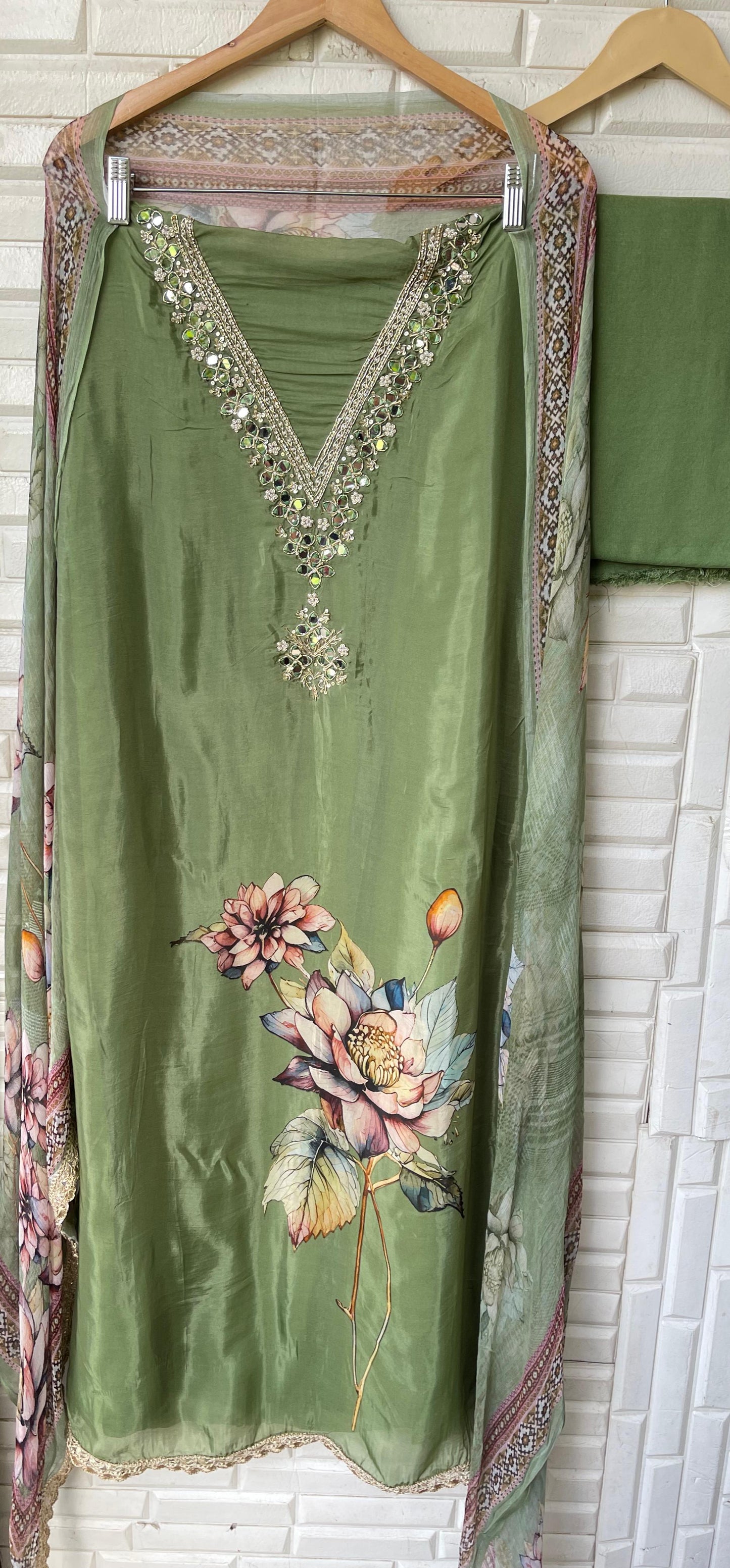 Glass organza unstitched ladies suit Rc17387