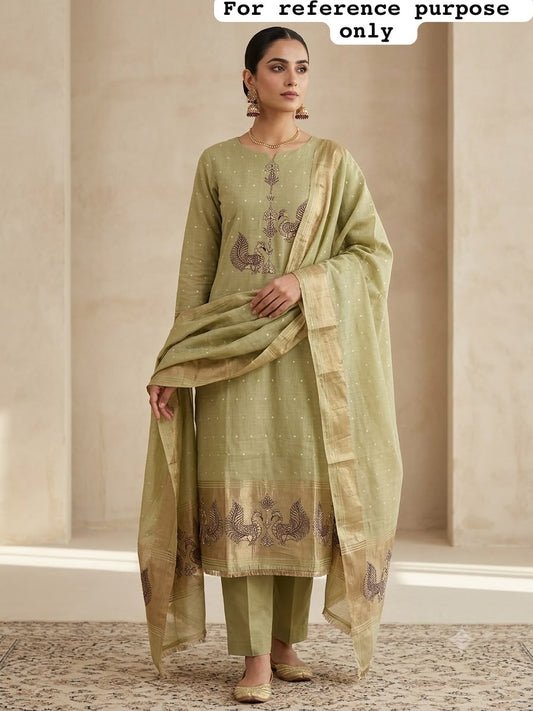 Self Banarasi mul chanderi unstitched ladies suit Rc19062