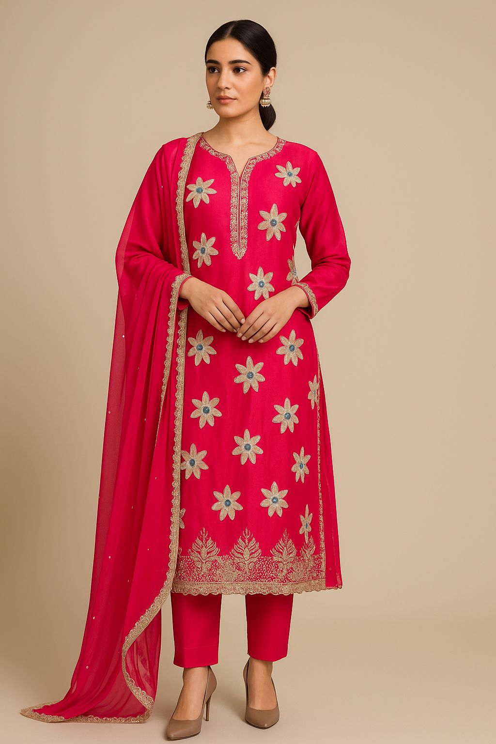 Glass organza unstitched ladies suit Rc17838