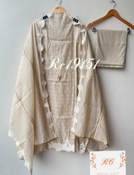 Self mul chanderi unstitched ladies suit Rc19151