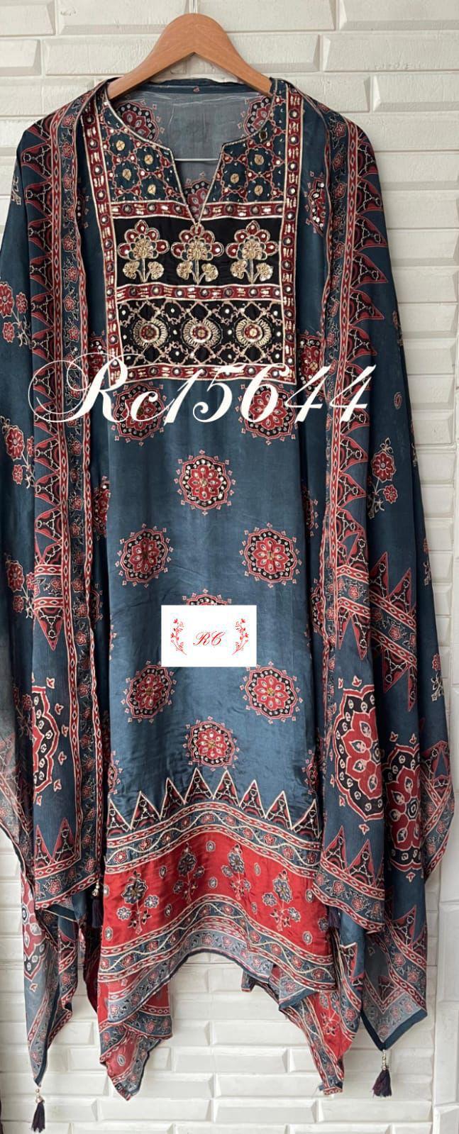 Crepe unstitched ladies suit Rc15644