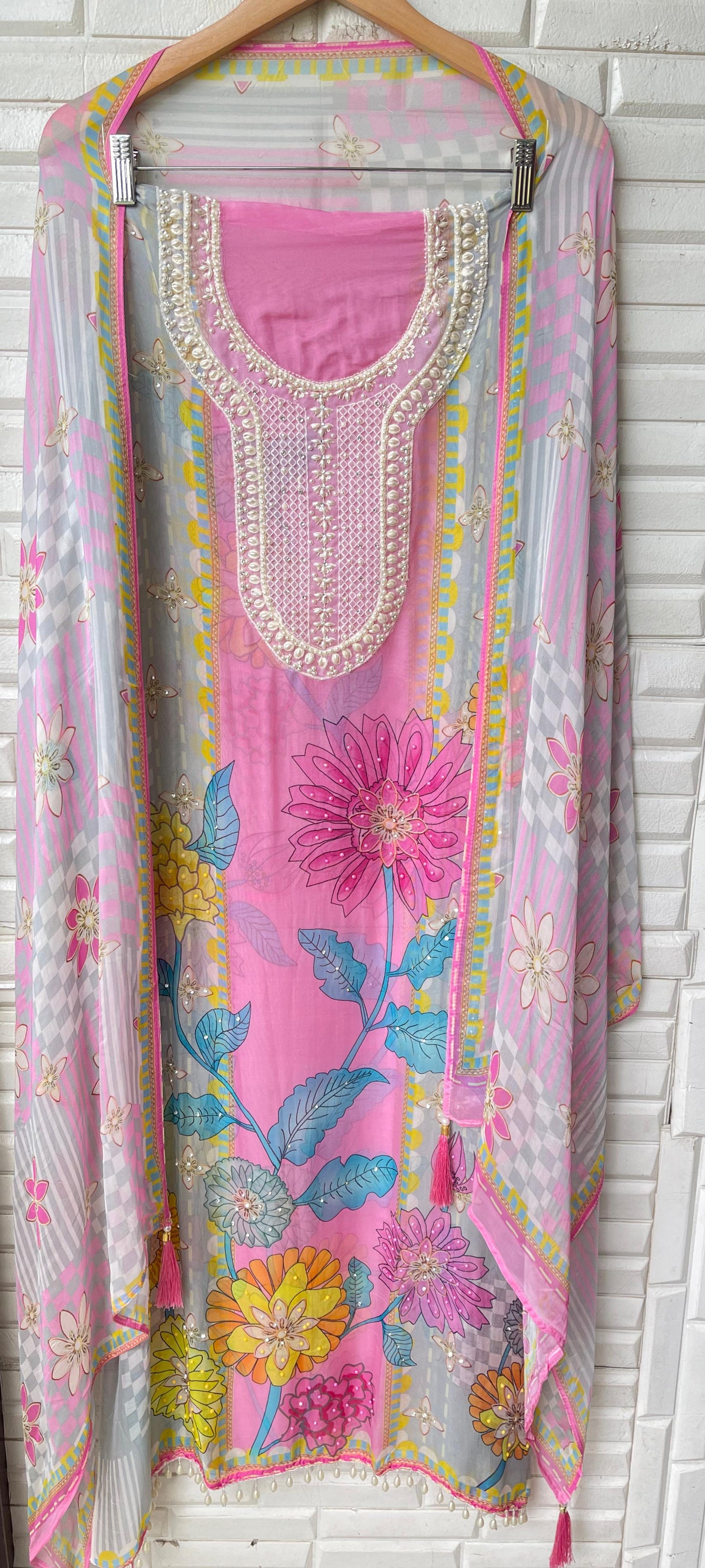 Organza unstitched ladies suit Rc17498