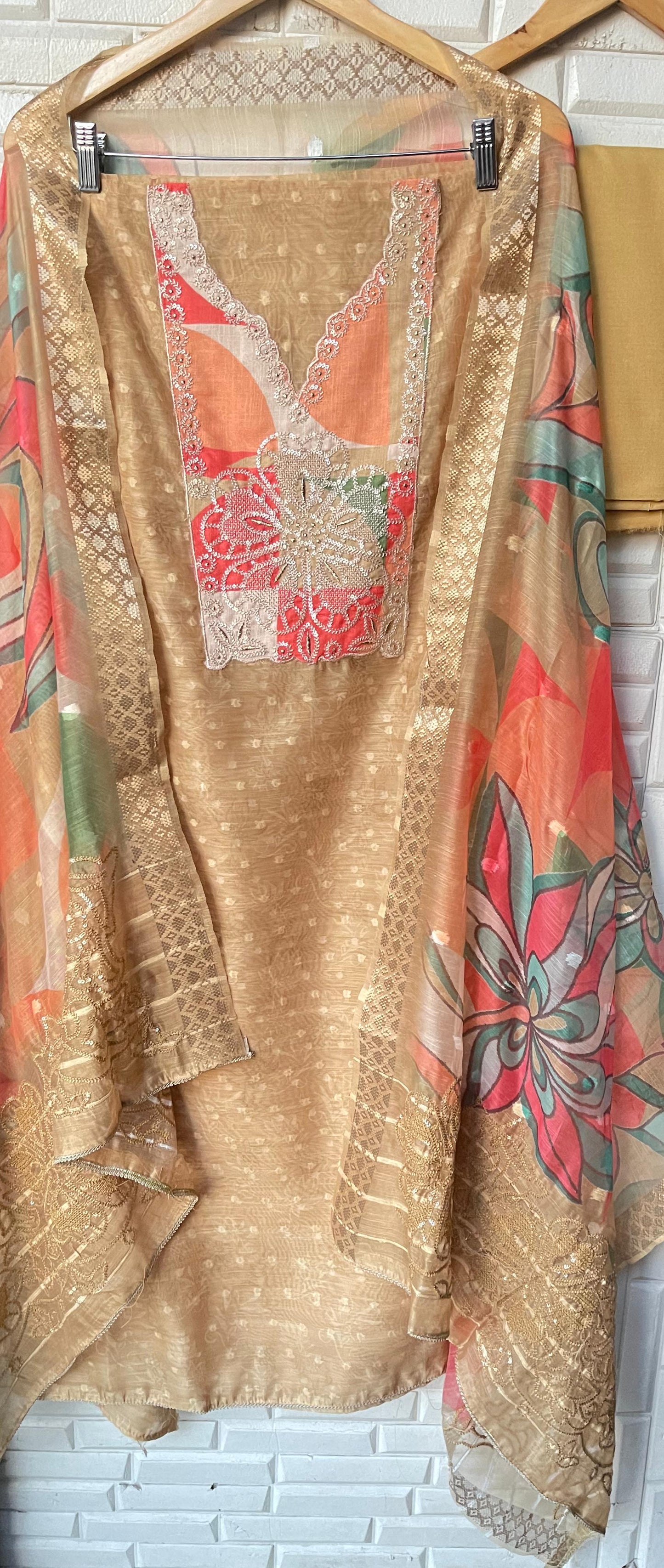 Linen chanderi unstitched ladies suit Rc17590 (a)