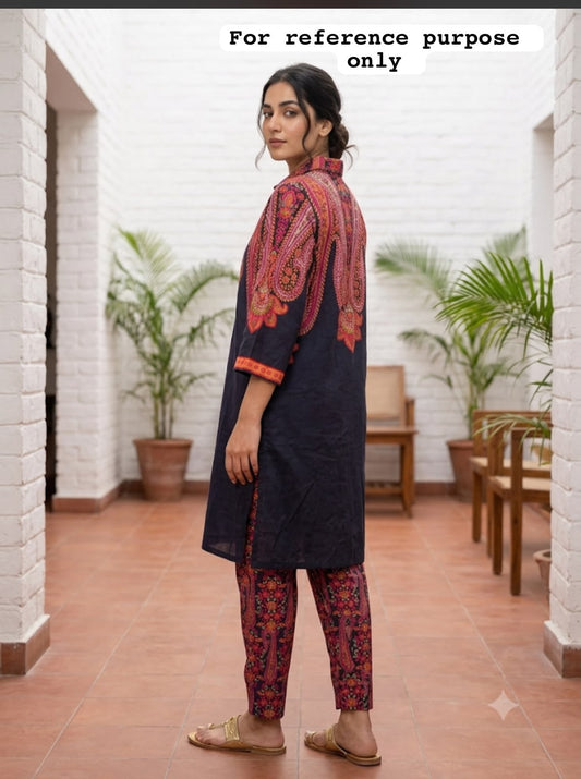 Cotton printed stitched ladies coord set Rc19087
