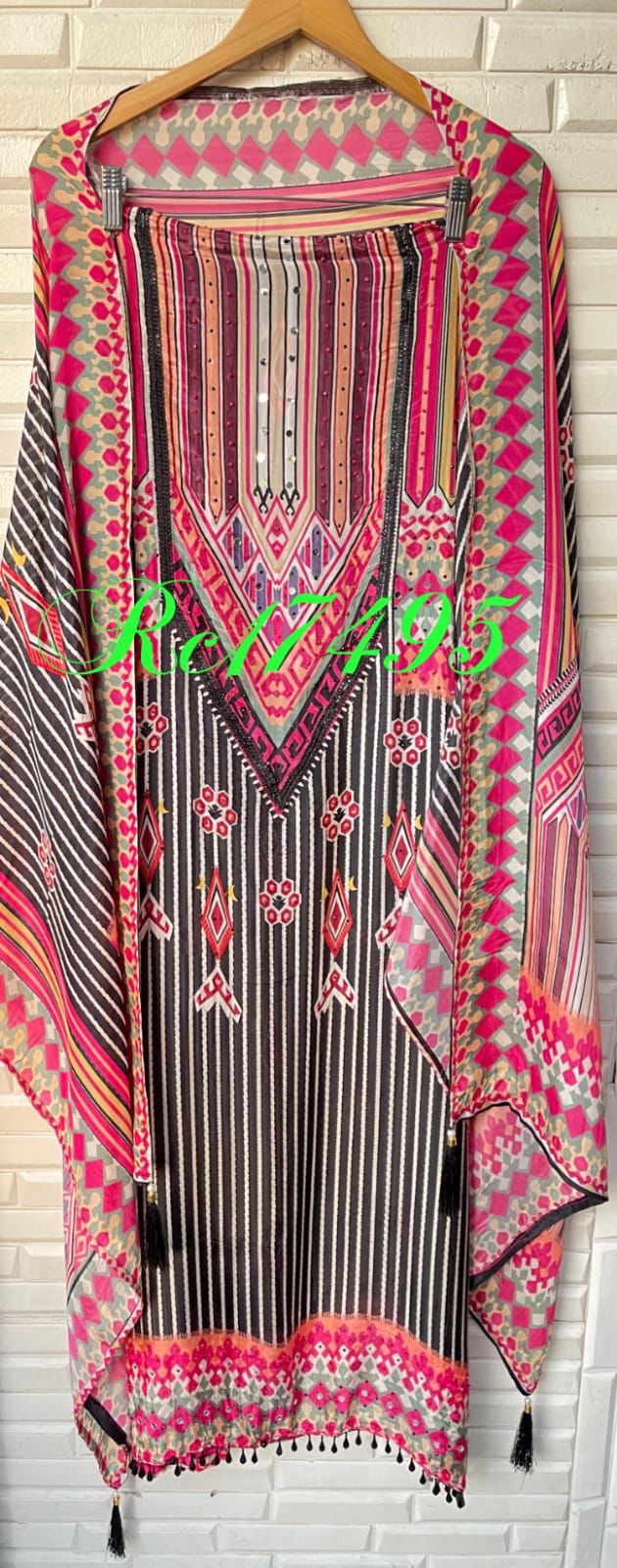 Muslin silk unstitched ladies suit Rc17495