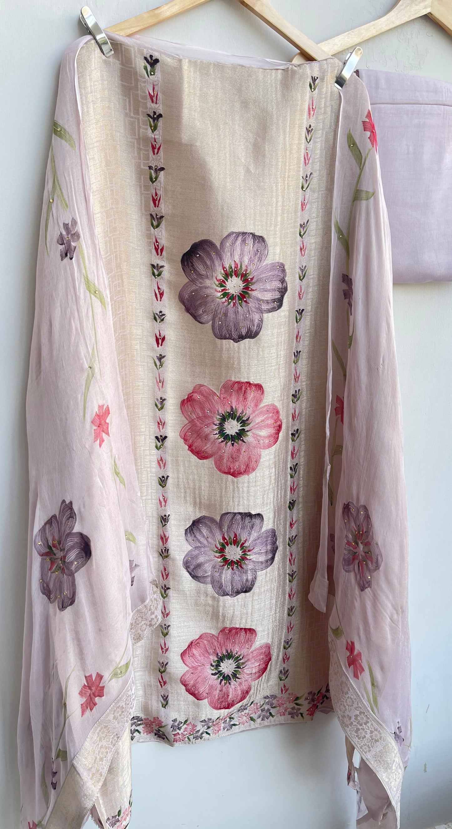 Self shimmer tassar silk unstitched ladies suit Rc17881  (a)