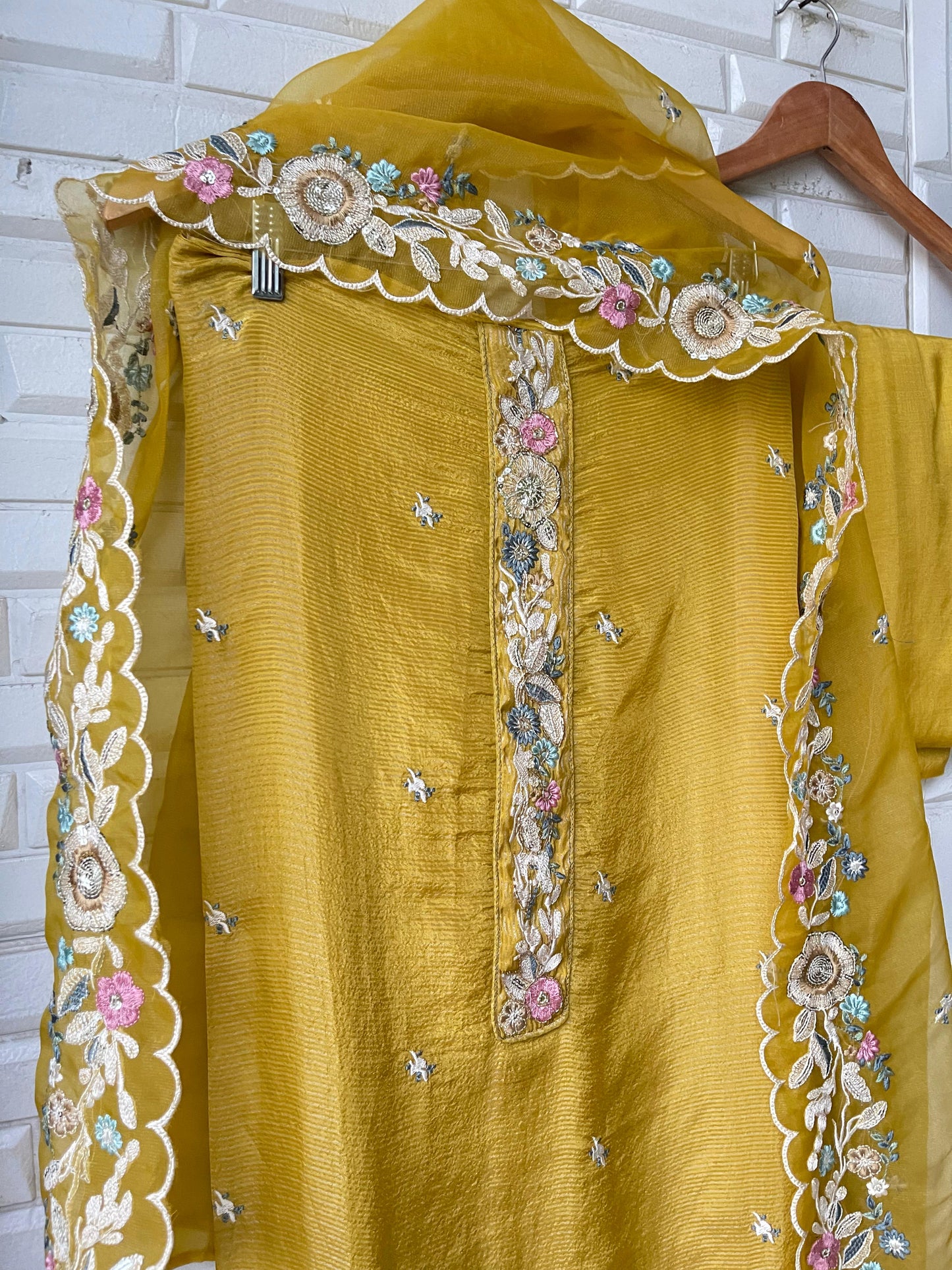 Self shimmer silk unstitched ladies suit Rc17610