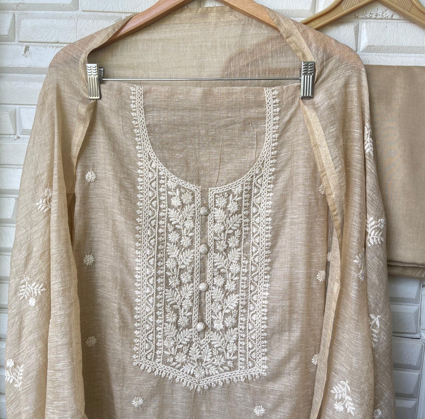 Cotton linen unstitched ladies suit Rc17509