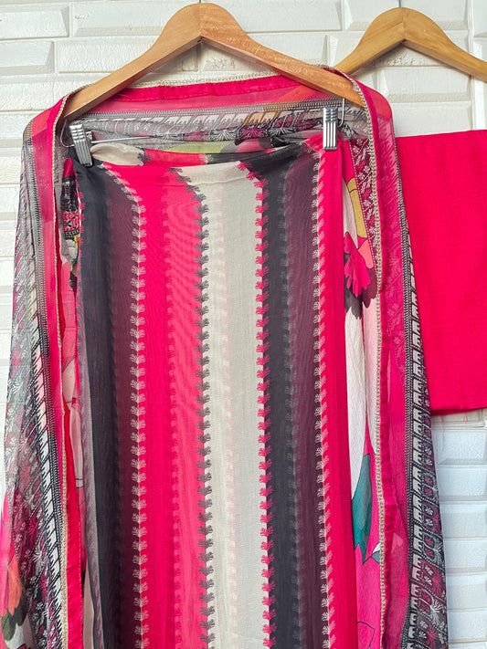 Muslin burberry printed unstitched ladies suit Rc17591