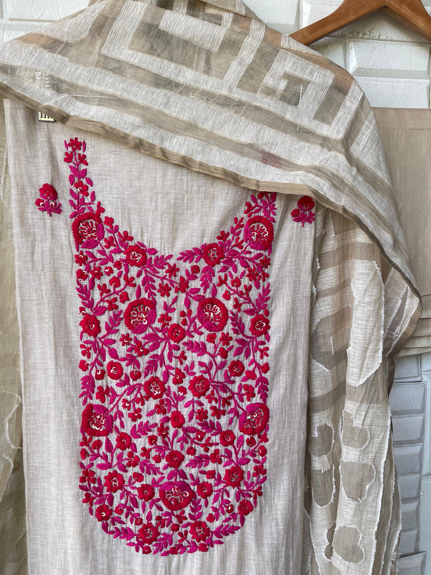 Linen silk unstitched ladies suit Rc17746