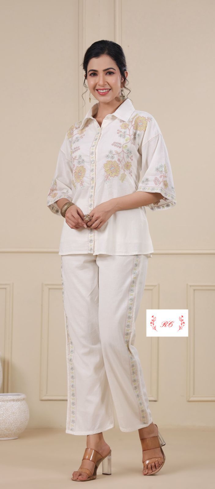 Pure Linen Ready to Wear Co-ord Set Rc15335