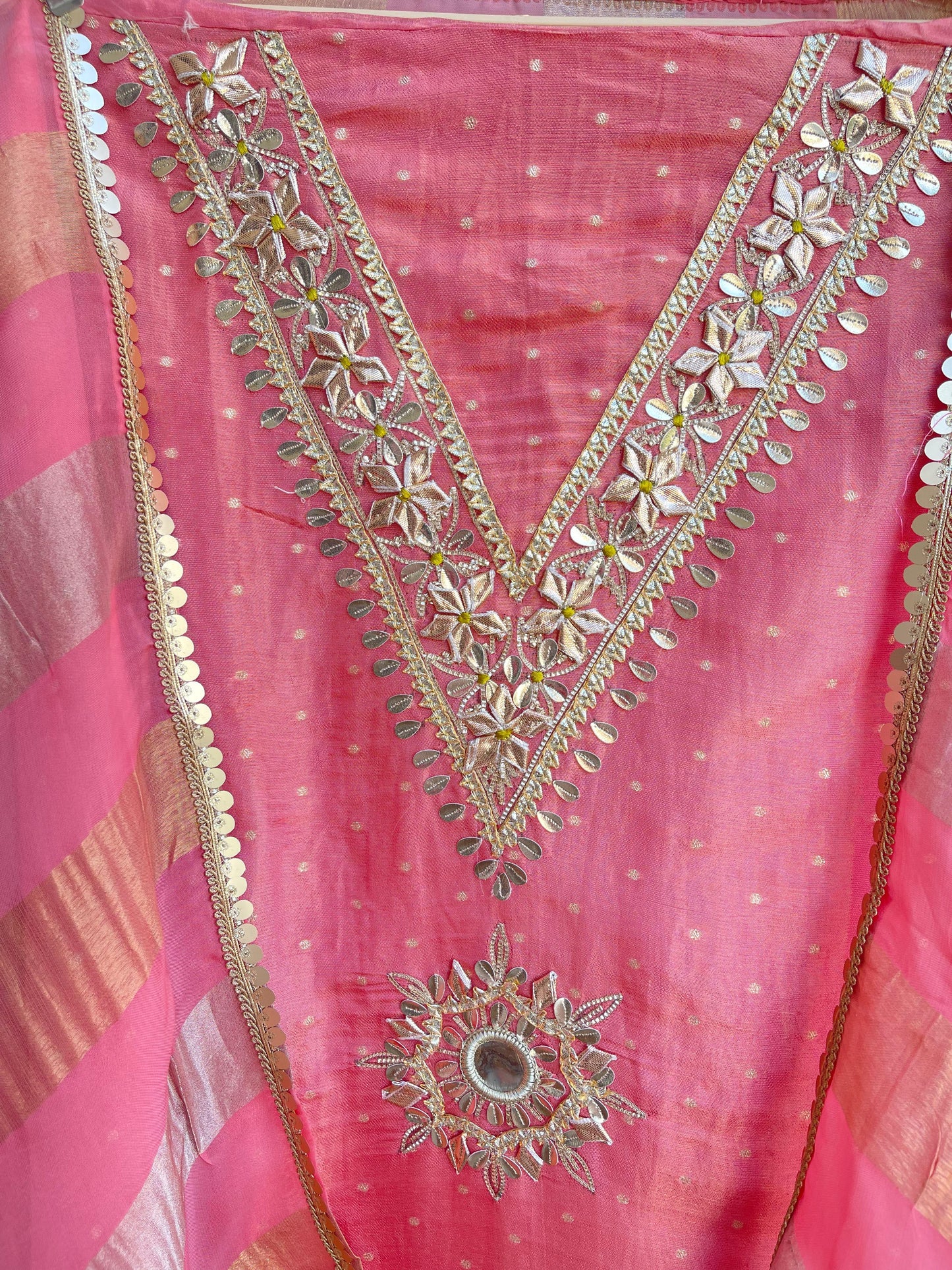 Banarasi shimmer silk unstitched ladies suit Rc17887