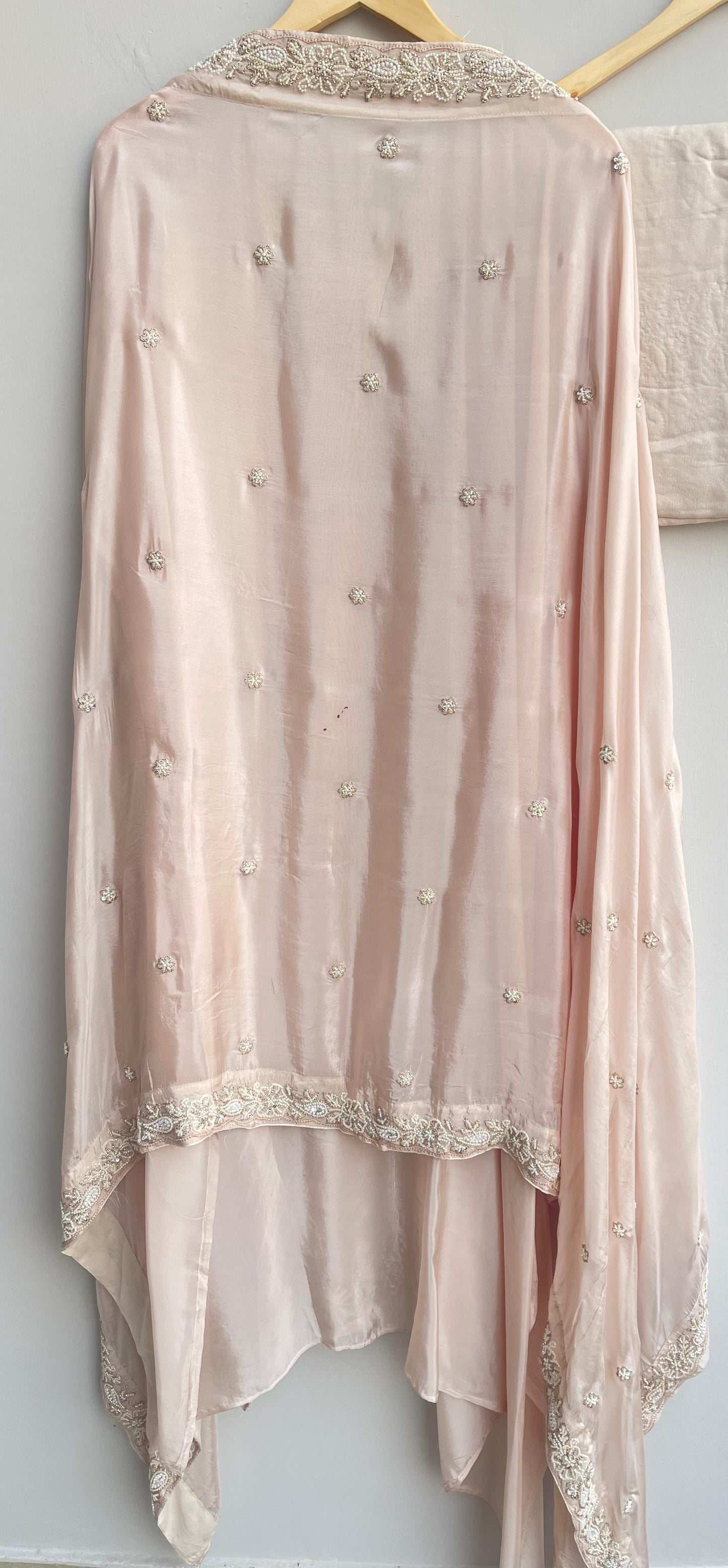 Satin crape unstitched ladies suit Rc17903