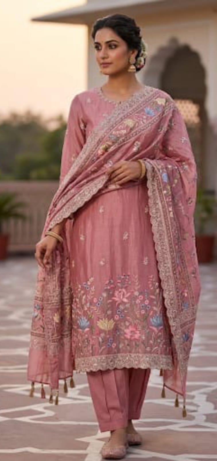 Crushed tissue shimmer ladies unstitched suit