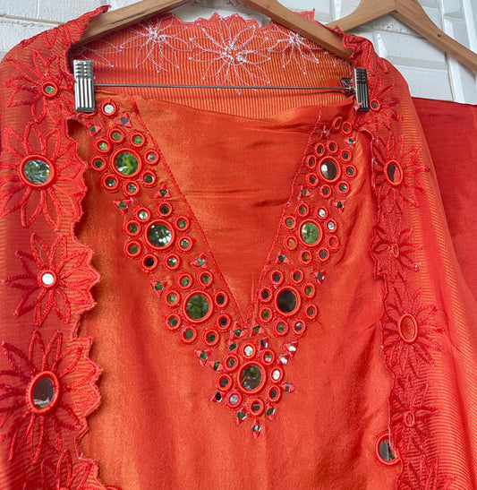 Self shimmer silk unstitched ladies suit Rc17675