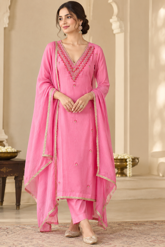 Organza Tuile unstitched Ladies Suit Set