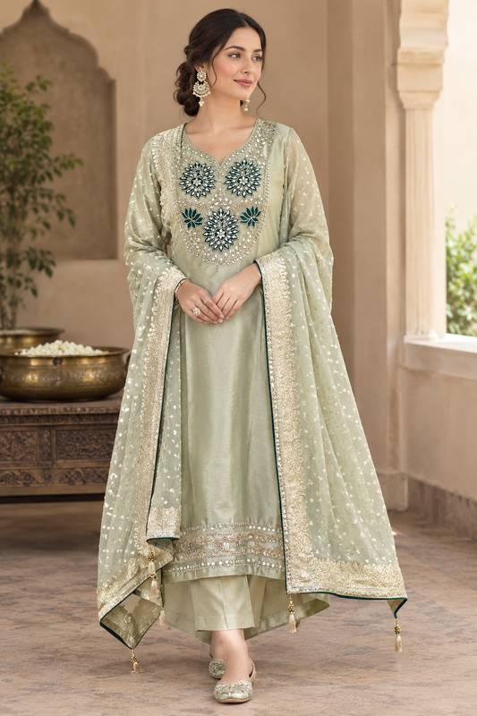 Pure Shimmer Giraffe Silk Unstitched Suit Set