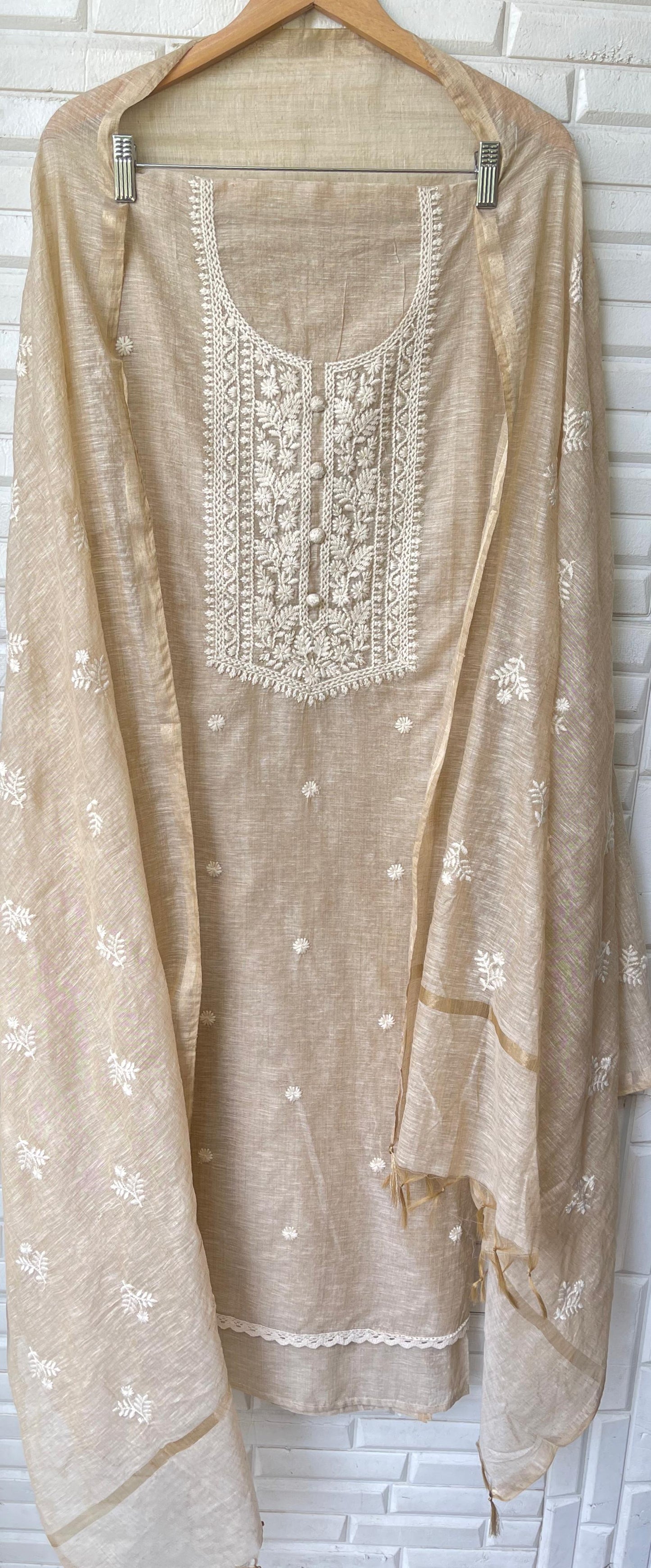 Cotton linen unstitched ladies suit Rc17509