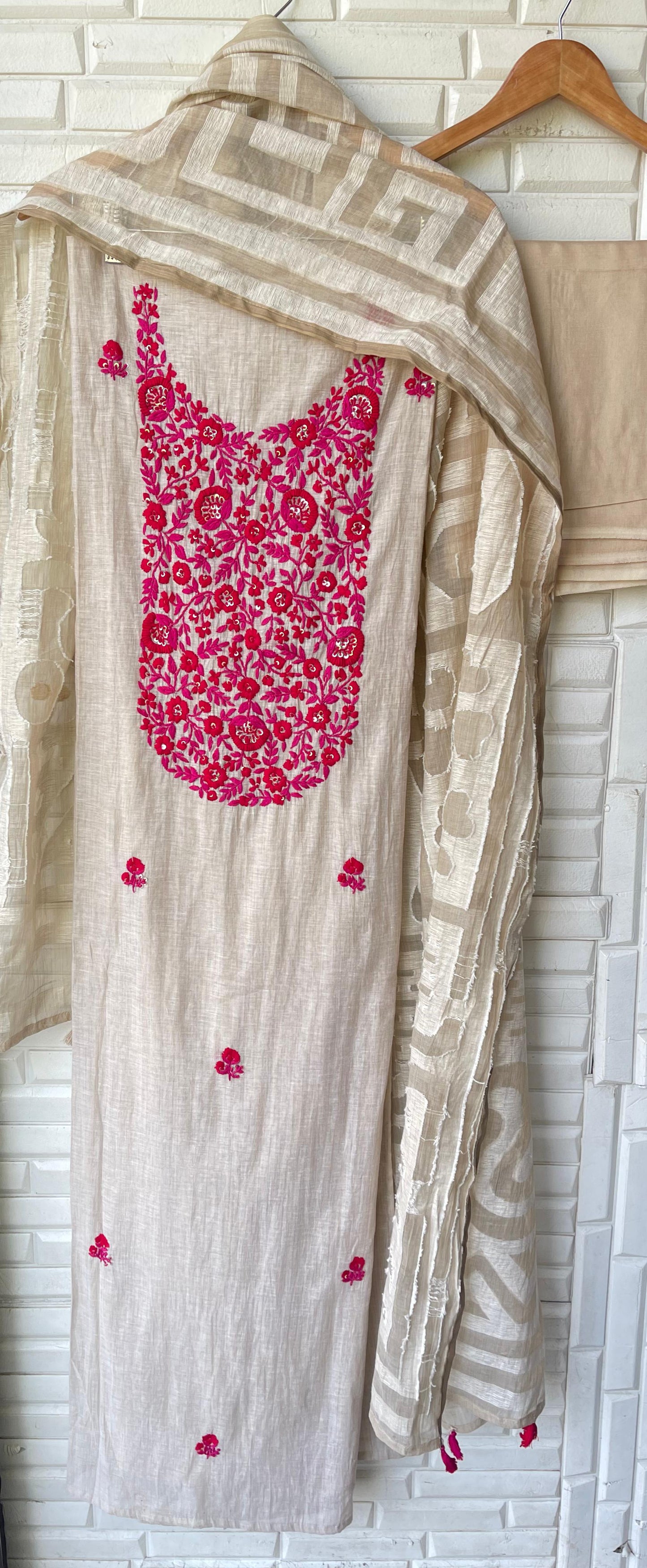 Linen silk unstitched ladies suit Rc17746