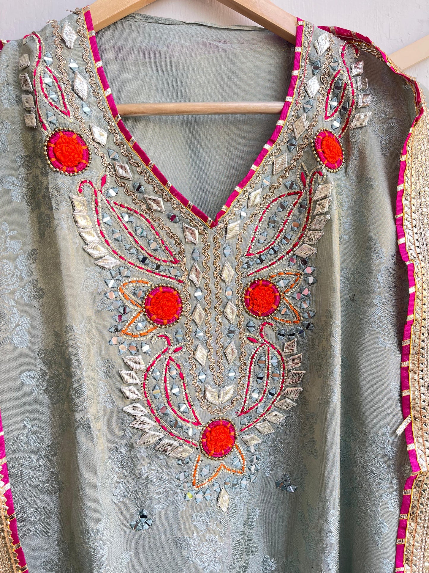 Self shimmer silk unstitched ladies suit Rc17874