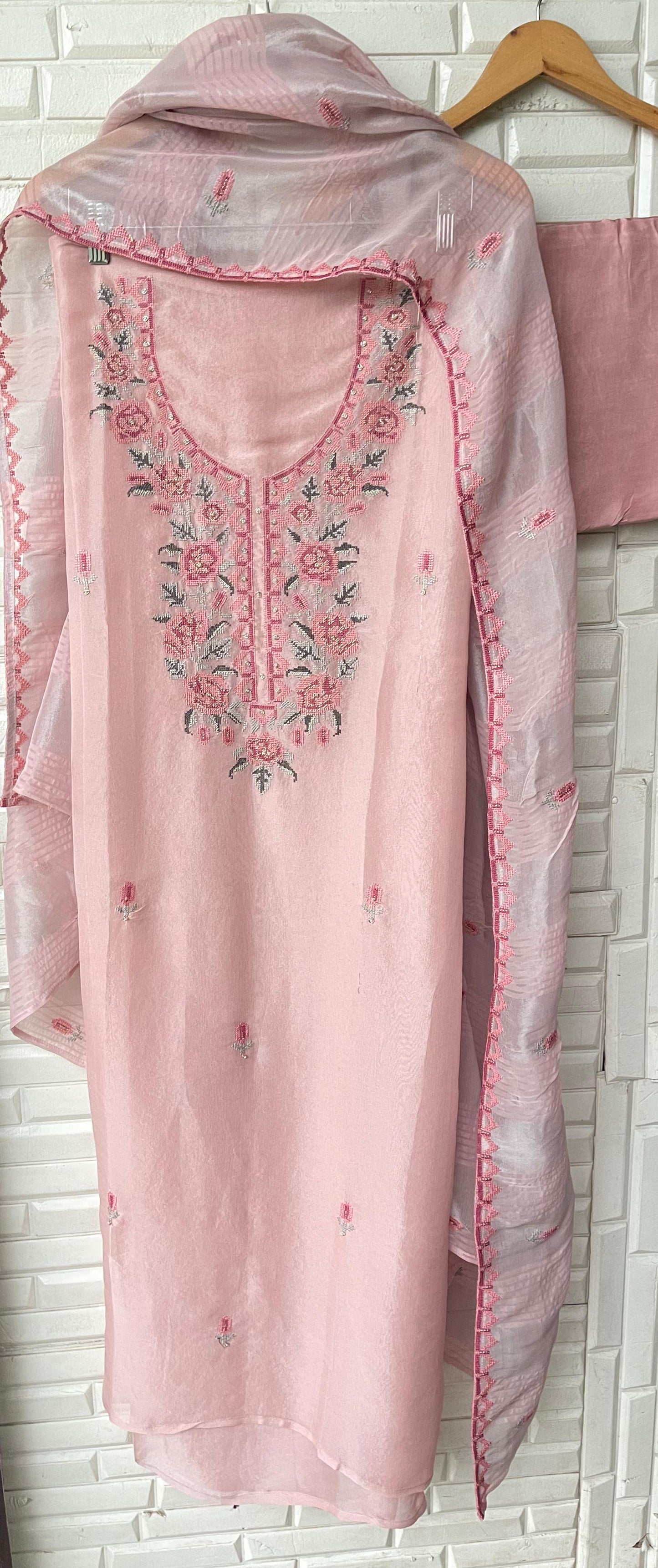 Fine shimmer silk unstitched ladies suit Rc17676