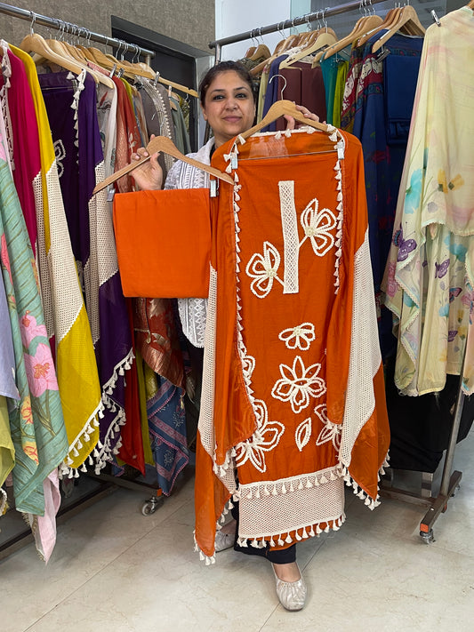 Mul chanderi unstitched ladies suit Rc17460