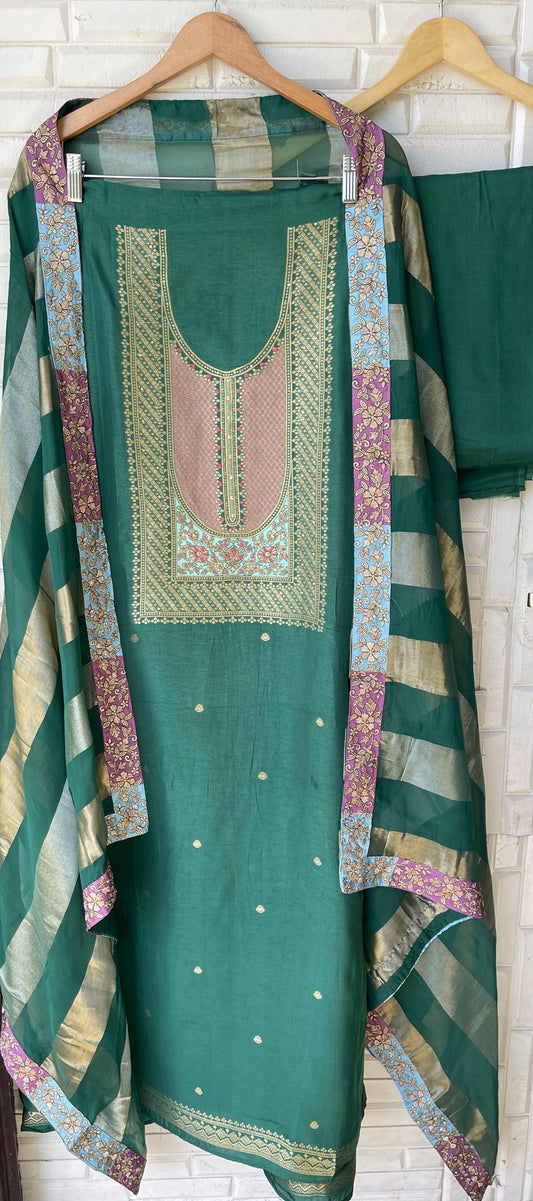 Banarasi tassar silk unstitched ladies suit Rc17722 (d)