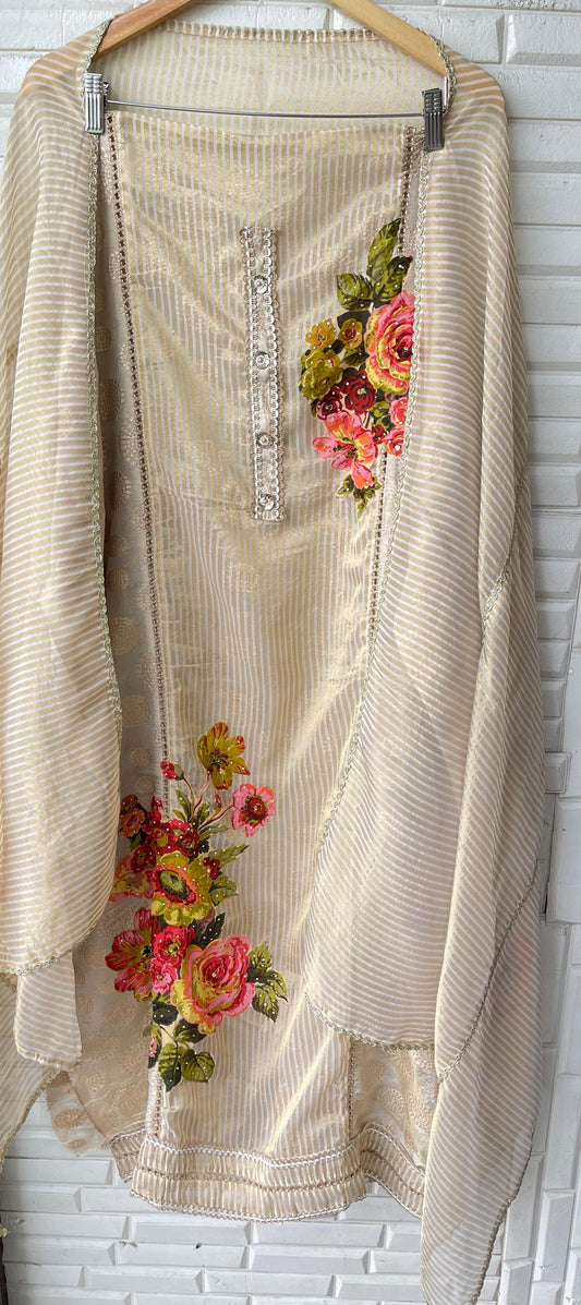 Banarasi shimmer silk unstitched ladies suit Rc1766