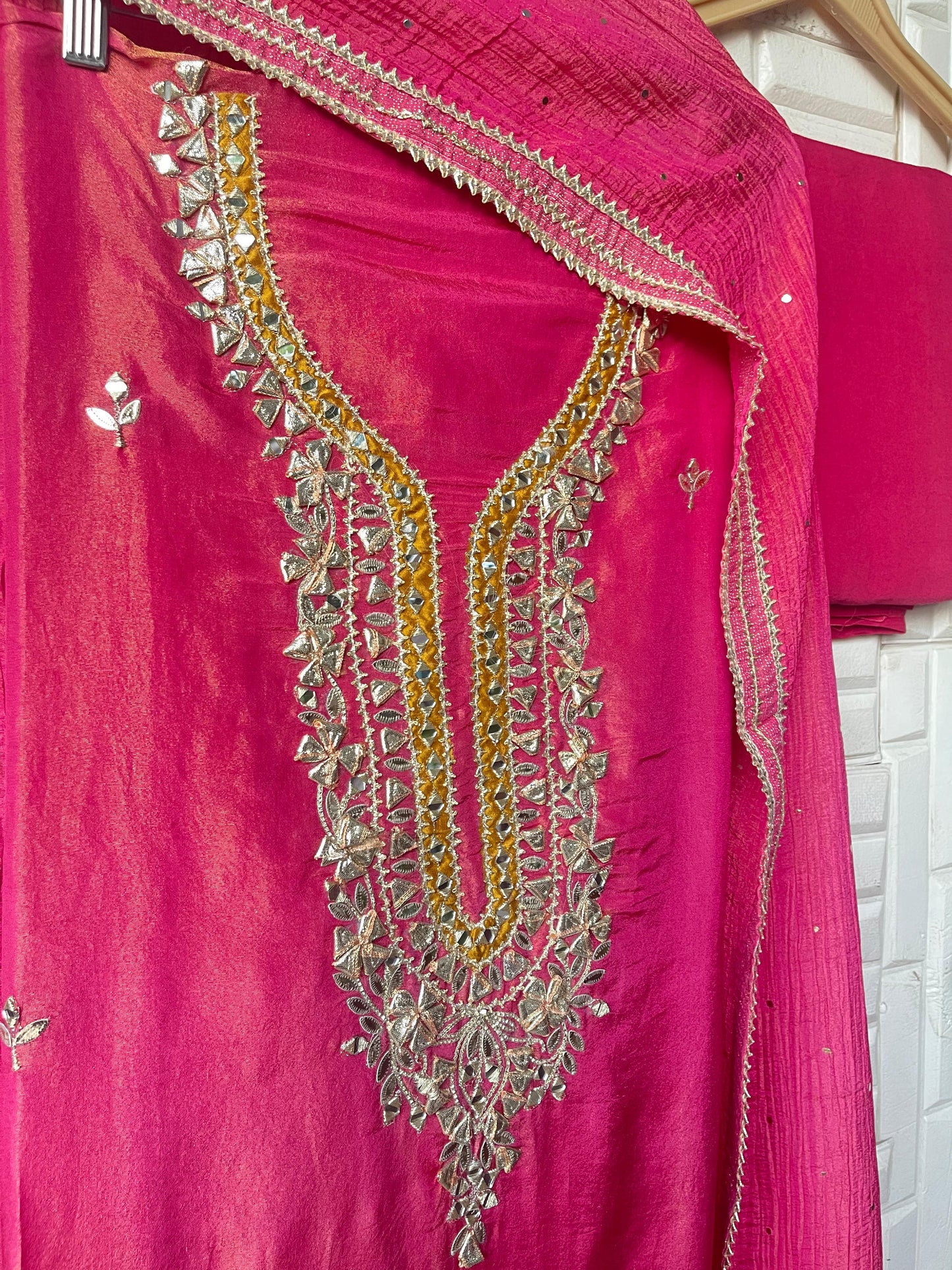 Shimmer silk unstitched ladies suit Rc17701