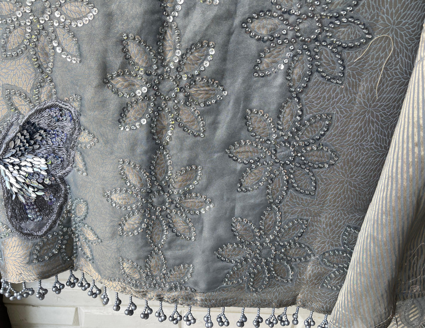 Brocade self banarasi shimmer silk unstitched ladies suit Rc17747 (a)