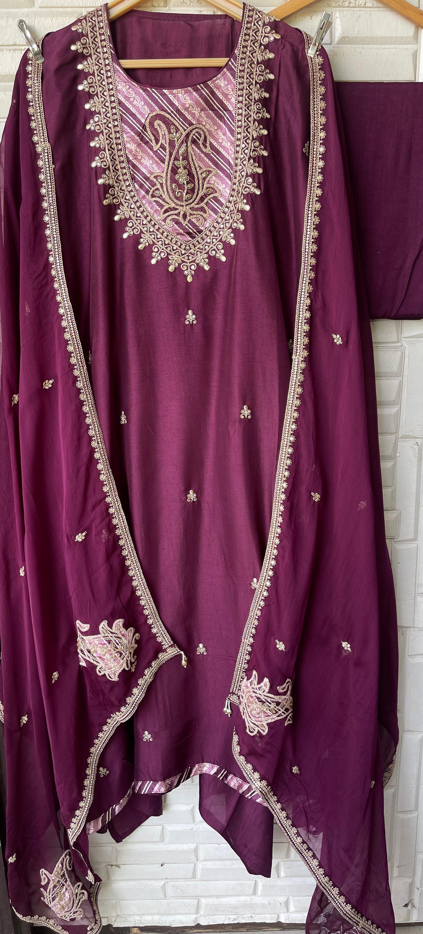 Tassar silk unstitched ladies suit Rc17793