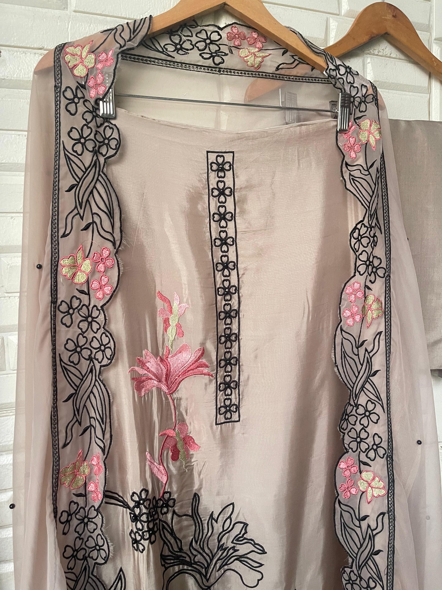 Glass organza unstitched ladies suit Rc17769