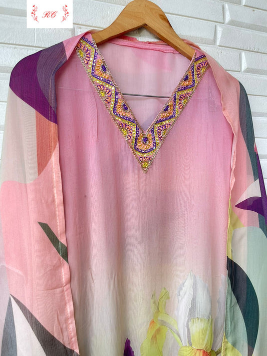 Organza Printed Semi Stitched Ladies Suit Rc 15199