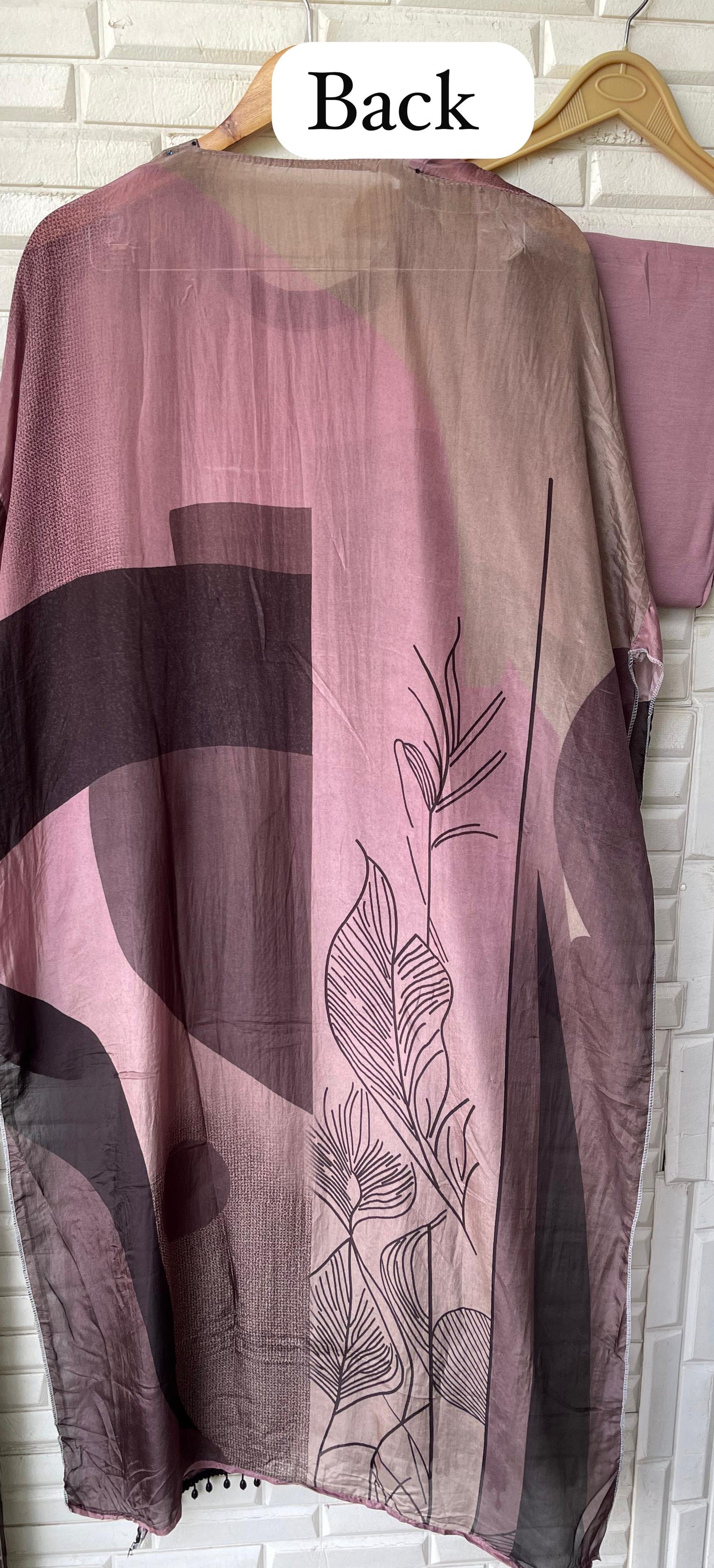 Satin crape unstitched ladies suit Rc17782