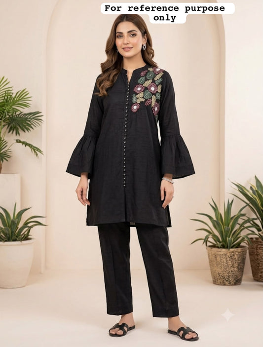 Cotton silk stitched ladies coord set Rc19182